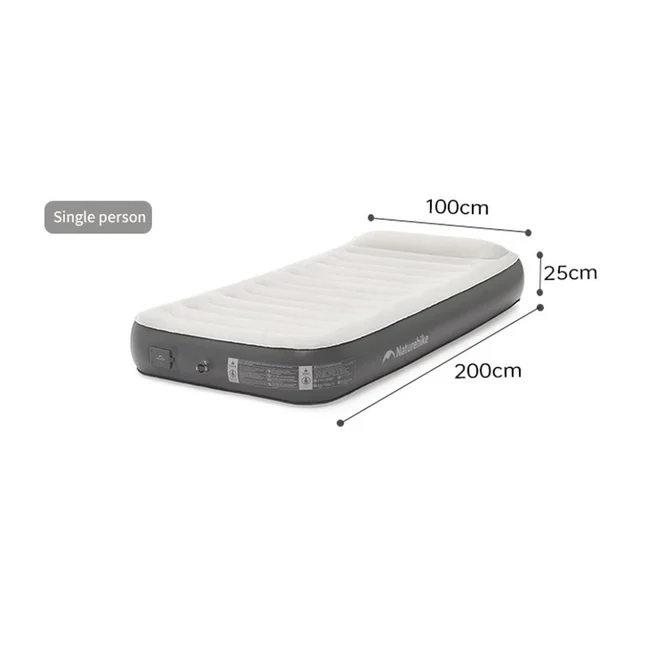 Самонадувний матрац, одномісний, із вбудованою помпою Naturehike CNK2450WS040, 250 мм, сірий — Photo 1