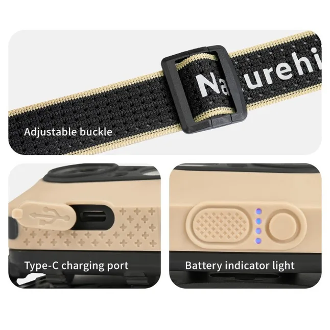 Ліхтар налобний Naturehike CNK2450ZM015, пісочний — Photo 2