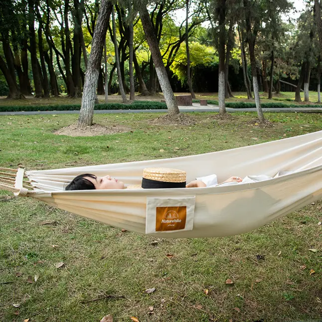 Гамак одномісний без перекидання Naturehike CNK2450WS018, бавовна, бежевий — Photo 3