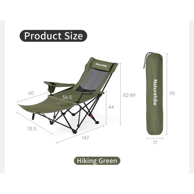 Крісло-шезлонг складане Naturehike CNK2550JJ023 Nightfall T05, сталь, хакі — Photo 2