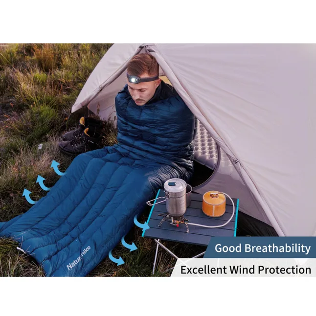 Спальний мішок з натуральним пухом Naturehike CWM295 CNK2300SD013, блакитний — Photo 4
