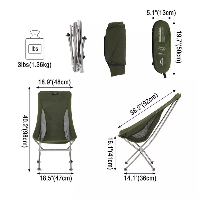 Стілець складаний Naturehike YL06 NH18Y060-Z, зелений — Photo 2