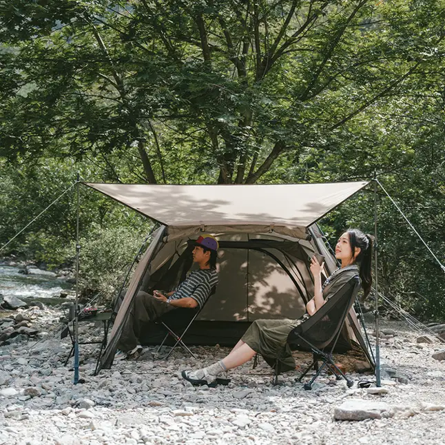 Намет двомісний з великим тамбуром та навісом Naturehike Shandi CNK2300ZP017, сірий — Photo 4