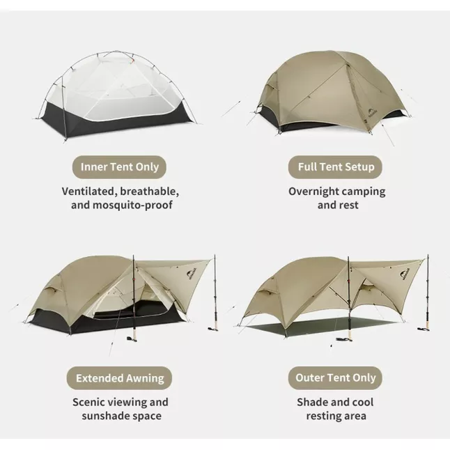 Намет двомісний ультралегкий Naturehike Mongar UL CNK2550WS016, сірий — Photo 4