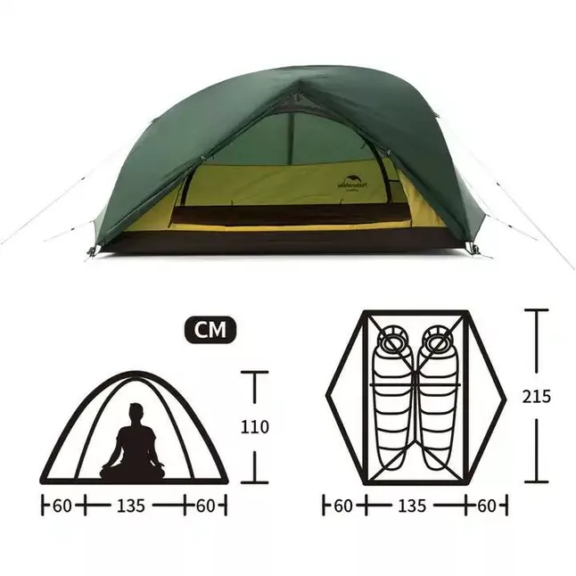 Намет надлегкий двомісний з футпринтом Naturehike Star-River 2 Updated NH17T012-T, 210T, темно-зелений — Photo 2