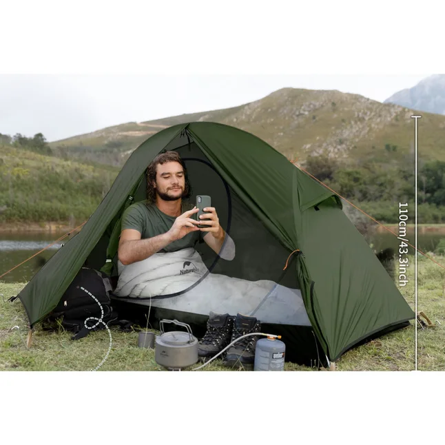 Намет надлегкий одномісний з футпринтом Naturehike Cycling 1 NH18A095-D, 210T, темний зелений — Photo 5