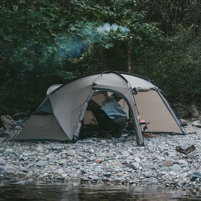 Намет двомісний з великим тамбуром та навісом Naturehike Shandi CNK2300ZP017, сірий — Photo 6