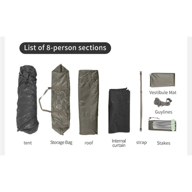 Намет восьмимісний Naturehike Cape 13.1 CNK2450WS050 з швидким розкриттям, сіро-коричневий — Photo 3
