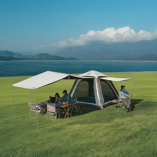 Намет чотиримісний автоматичний надувний із тентом Naturehike Ango CNK2550WS017, коричневий — Photo 1
