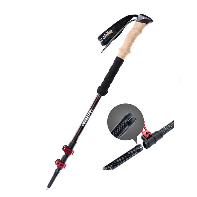 Трекинговая палка Naturehike NH20DS003, 135 см, черный/красный