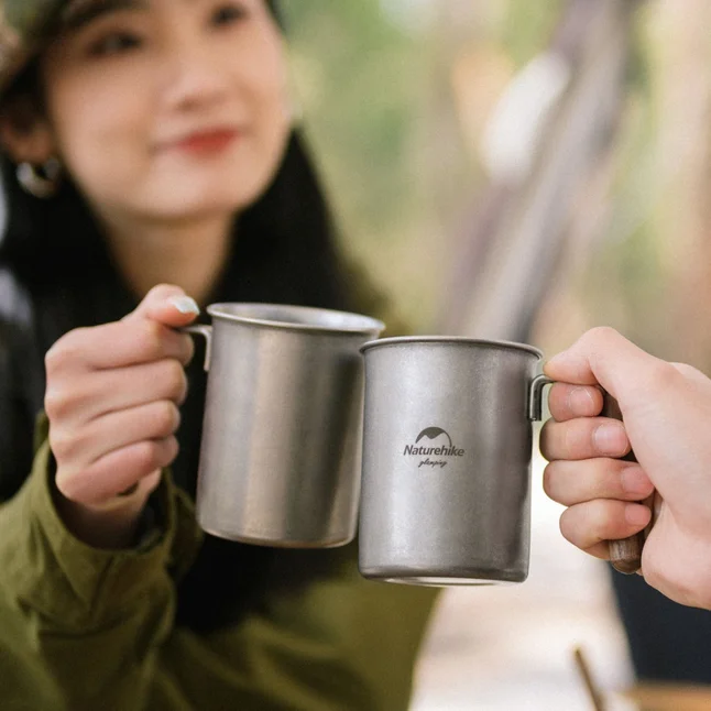 Кружка з дерев'яною ручкою 350 мл Naturehike NH21SJ001, нержавіюча сталь — Photo 2