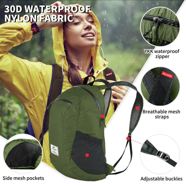 Рюкзак компактний надлегкий Naturehike Ultralight Naturehike NH17A012-B, 18 л, зелений — Photo 2