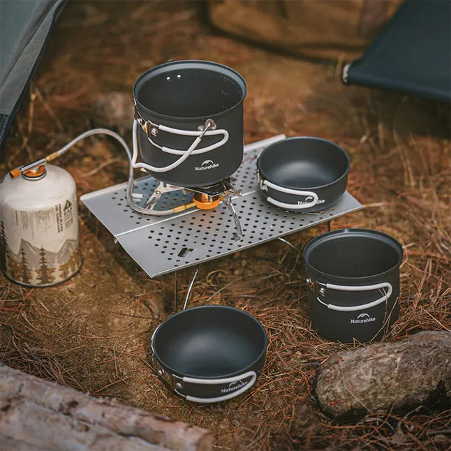 Набір посуду (2 каструлі, 2 кришки) Naturehike NH18T018-G, алюміній — Photo 11