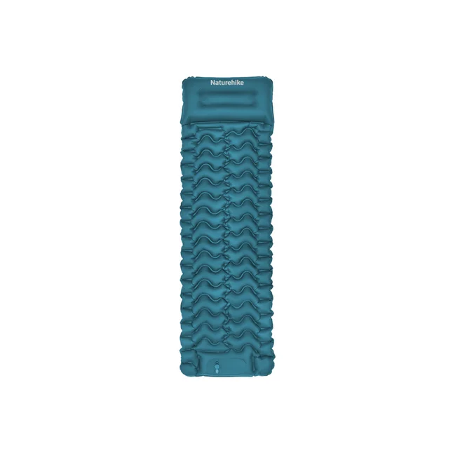 Матрац туристичний надувний одномісний Naturehike CNK2550WS019, 200х60х6.5 см, синій із вбудованою помпою для надування