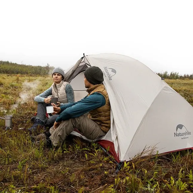 Намет Naturehike Star-River 2 Updated NH17T012-T, 20D надлегка двомісна з футпринтом, сіро-червоний — Photo 5