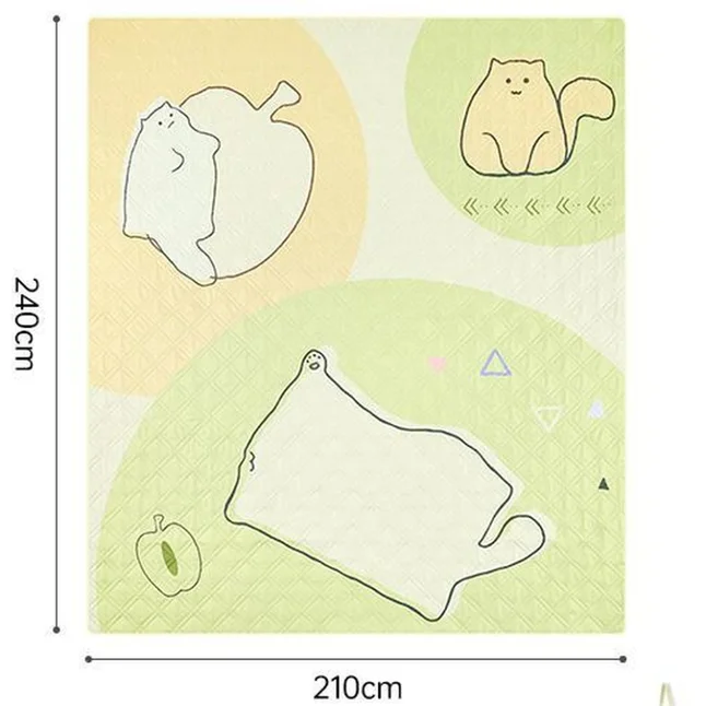 Килимок для пікніка водостійкий Naturehike CNK2350WS010, 210x240 см, світло-салатовий з принтом