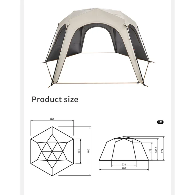 Тент для кемпінгу Naturehike CNK230WS014, 4.6 м * 4,0 м, бежевий — Photo 11