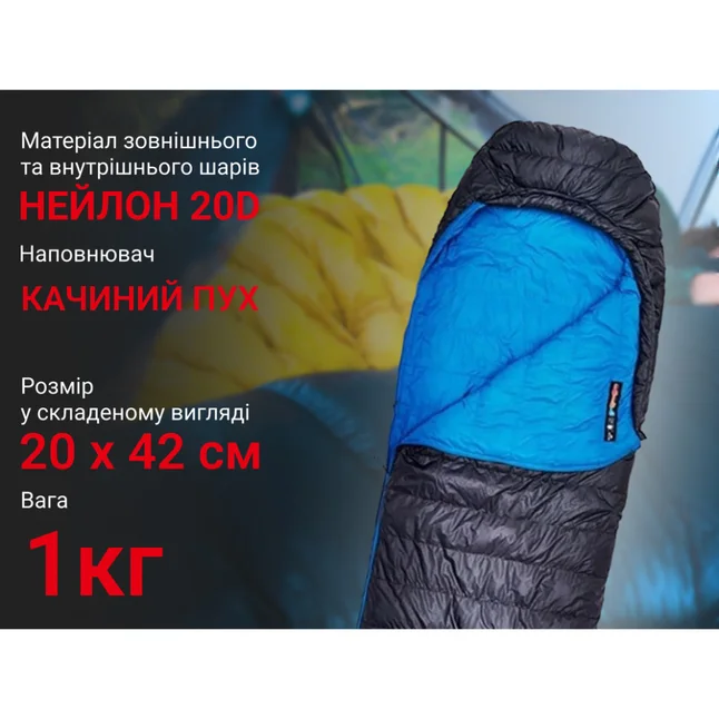 Спальник з натуральним пухом Naturehike CW700 CNK2450WS048, p-р M, чорно-блакитний — Photo 10