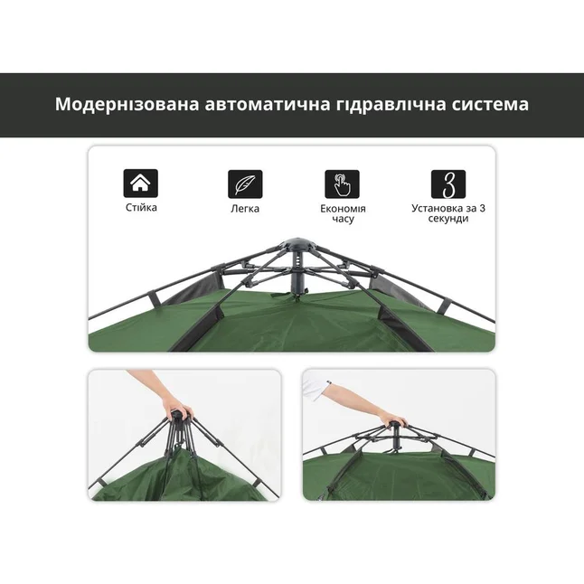 Намет тримісний автоматичний Naturehike NH21ZP008, темно-зелений — Photo 11