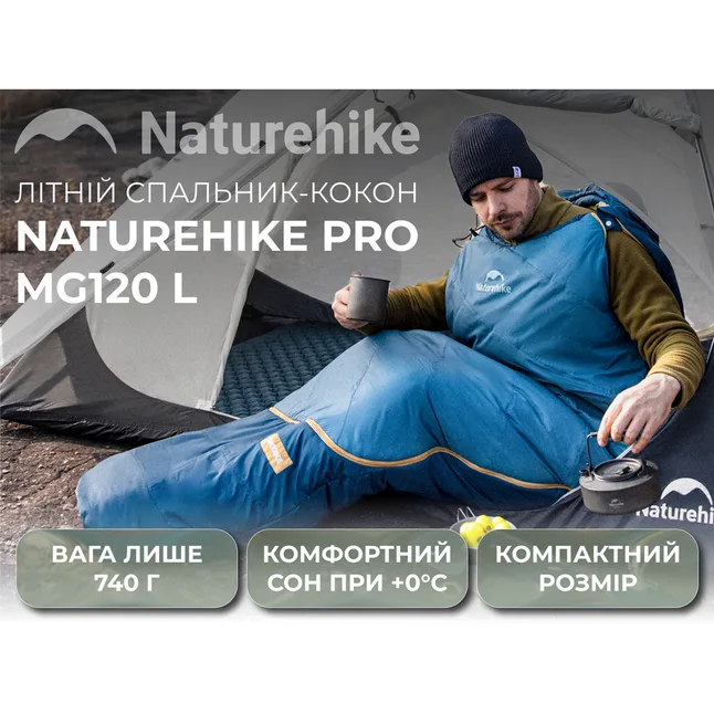 Спальник Naturehike Pro MG120 CNK2550WS044, p-p L, голубой — Photo 3