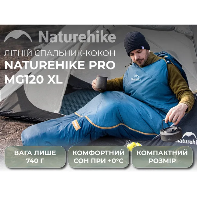 Спальник Naturehike Pro MG120 CNK2550WS044, p-p XL, голубой — Photo 3