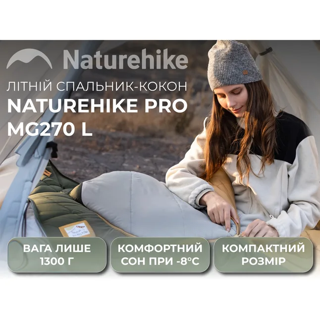 Спальник Naturehike Pro MG270 CNK2550WS044, p-p L, зеленый — Photo 6