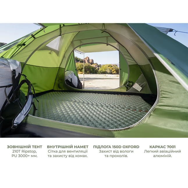 Намет тримісний Naturehike Bleik Series Tent CNK2550WS038, зелений (6977465863492) — Photo 8