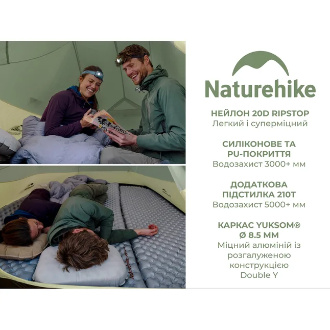 Намет надлегкий тримісний Naturehike Cloud Up Pro CNK2350WS020, 20D, зелений — Photo 8