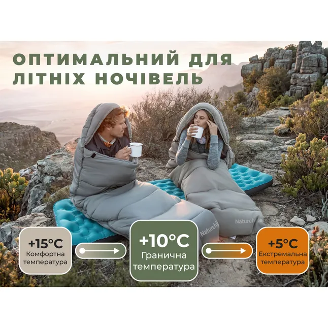 Спальний мішок з капюшоном Naturehike MS100 CNK2350WS023 лівий, сірий — Photo 7