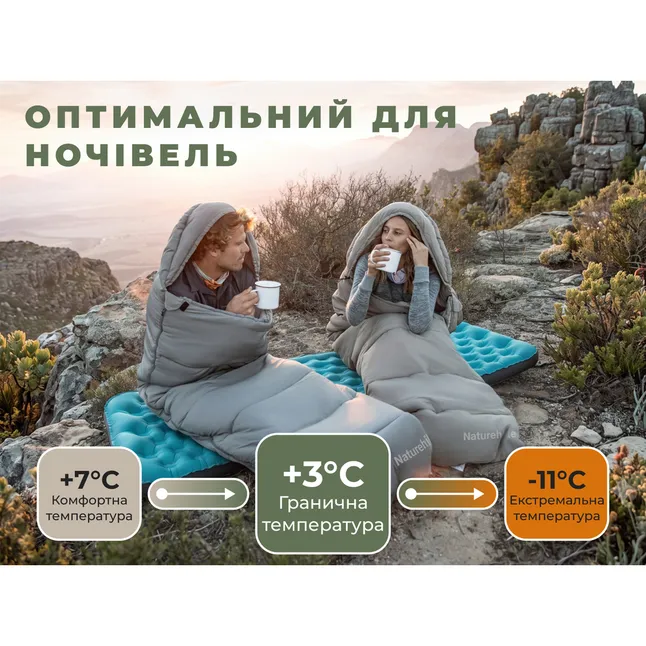 Спальний мішок з капюшоном Naturehike MS300 CNK2350WS023 лівий, сірий — Photo 7