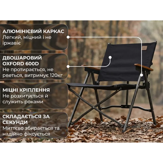 Кресло складное Naturehike Nightfall L04 CNK2300JJ018, алюминий, черный — Photo 5