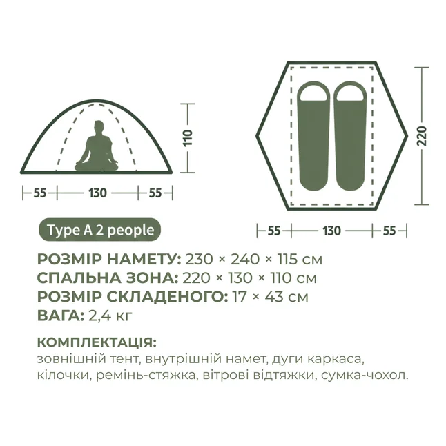 Намет двомісний Naturehike Bleik Series Tent CNK2550WS038, зелений (6977465863560) — Photo 10