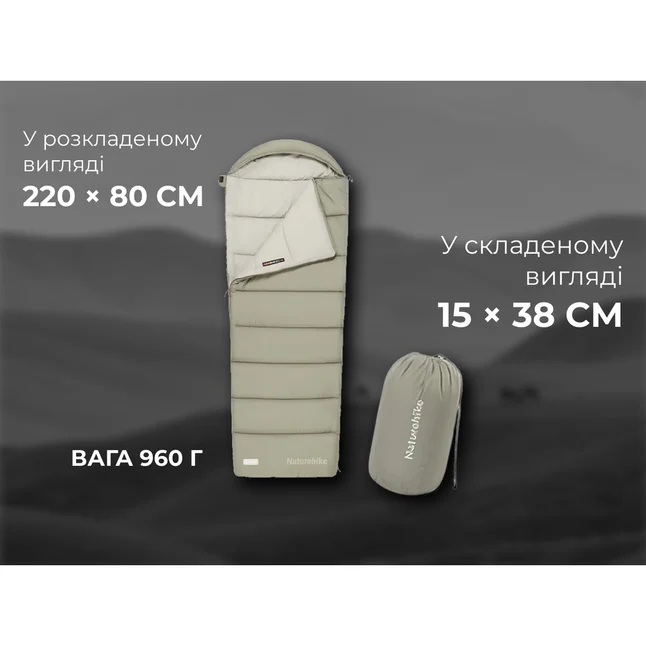 Спальний мішок з капюшоном Naturehike MS100 CNK2350WS023 правий, зелений — Photo 11