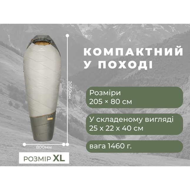 Спальник Naturehike Pro MG270 CNK2550WS044, p-p XL, зеленый — Photo 10