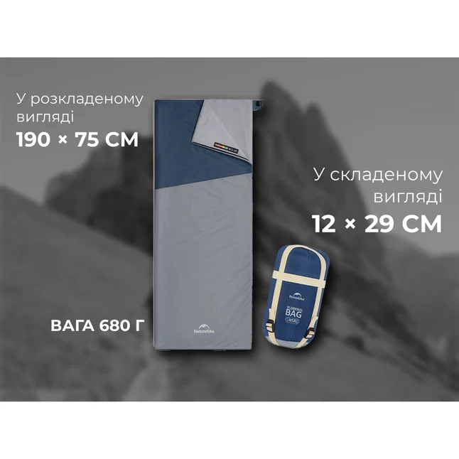 Спальник надлегкий Naturehike Sunny Day PL01 LW180 CNK2550WS026, (15°C), p-p regular, блакитний — Photo 8