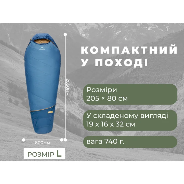 Спальник Naturehike Pro MG120 CNK2550WS044, p-p L, голубой — Photo 7