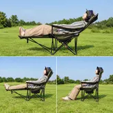 Кресло туристическое складное с высокой спинкой с подставкой для ног Naturehike CNK2550JJ019, бежевый — Photo 10