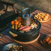 Настільна кругла піч із решіткою гриль та сковорідкою Naturehike CNK2550CF010, 36*32.6*12 см, хромоване залізо — Photo 17