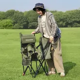 Кресло туристическое складное с высокой спинкой с подставкой для ног Naturehike CNK2550JJ019, бежевый — Photo 11