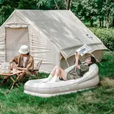 Матрац кемпінговий надувний одномісний Naturehike CNK2300DZ020, 180x90x60 см, бежевий із вбудованим насосом для надування — Photo 11