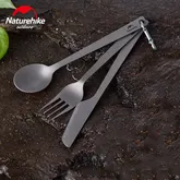 Набір столових приборів (ложка, виделка, ніж) з титану Naturehike NH19T011-D, сірий з мішечком — Photo 5