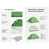 Намет надлегкий одномісний Naturehike Cloud Up Base 1 CNK2450WS032, зелений — Photo 40