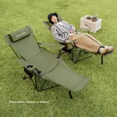 Кресло туристическое складное с высокой спинкой с подставкой для ног Naturehike CNK2550JJ019, бежевый — Photo 9