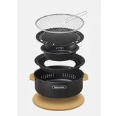 Настільна кругла піч із решіткою гриль та сковорідкою Naturehike CNK2550CF010, 36*32.6*12 см, хромоване залізо — Photo 14